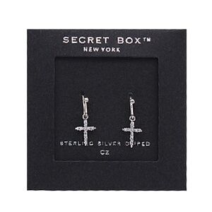 Mini CZ Cross Drop Earrings